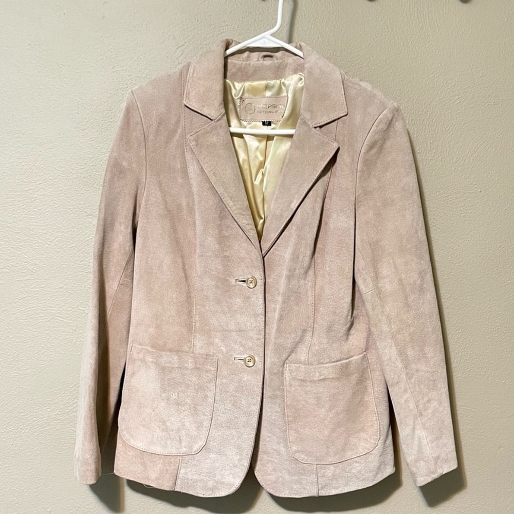Vintage Deerskin Trading Post creamy tan leather jacket Sz 12 western